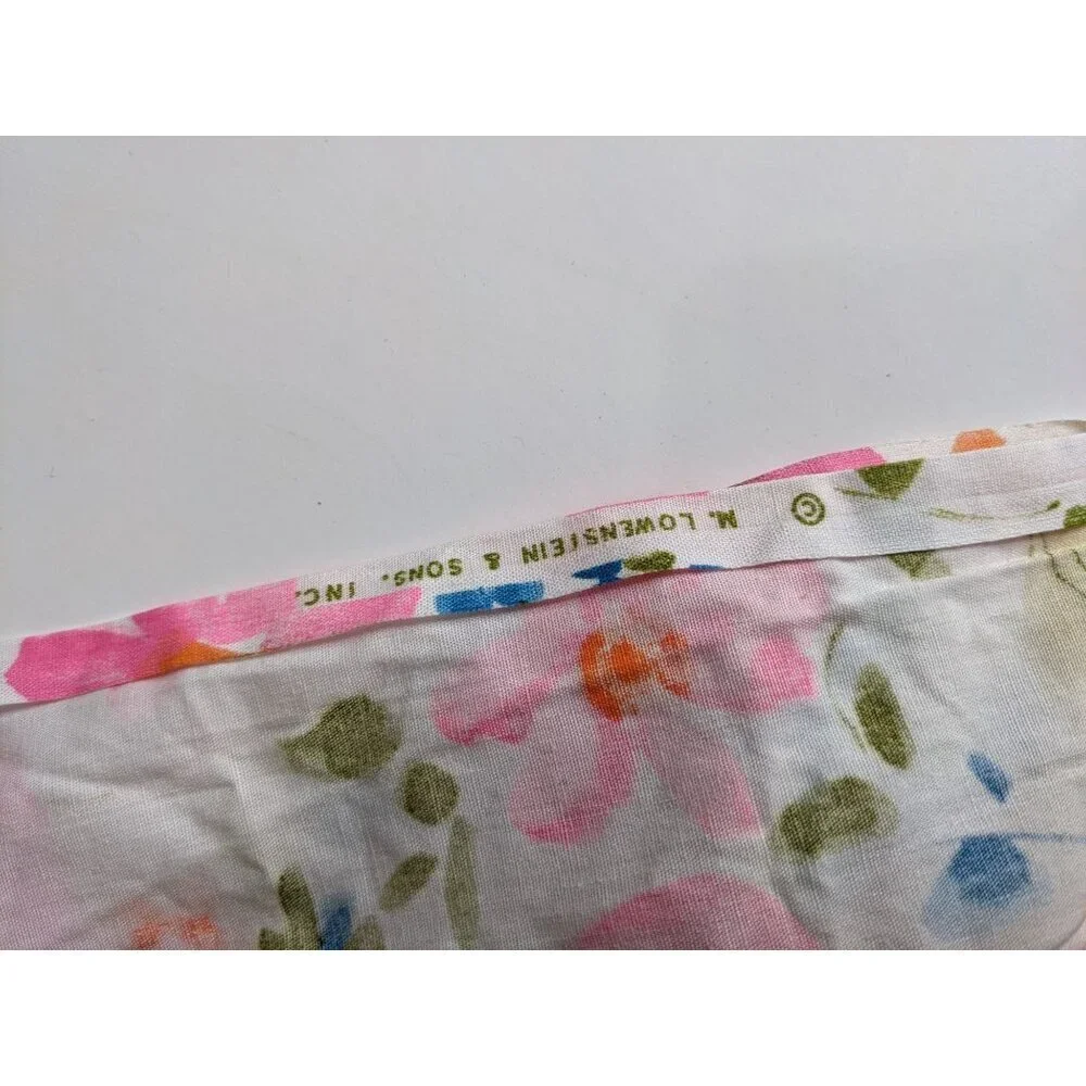 vtg M Lowenstein & Sons Fabric floral flower 70's cottage 44 x 4.5 yards pink fl
